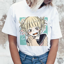Load image into Gallery viewer, Ahegao Cartoon T Shirt Women Harajuku Boku No Hero Academia Anime T-shirt Senpai Funny Tshirt Hentai Himiko Toga Top Tees Female