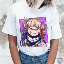 Load image into Gallery viewer, Ahegao Cartoon T Shirt Women Harajuku Boku No Hero Academia Anime T-shirt Senpai Funny Tshirt Hentai Himiko Toga Top Tees Female