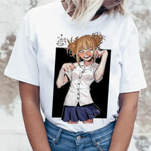 Load image into Gallery viewer, Ahegao Cartoon T Shirt Women Harajuku Boku No Hero Academia Anime T-shirt Senpai Funny Tshirt Hentai Himiko Toga Top Tees Female