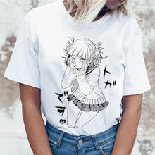 Load image into Gallery viewer, Ahegao Cartoon T Shirt Women Harajuku Boku No Hero Academia Anime T-shirt Senpai Funny Tshirt Hentai Himiko Toga Top Tees Female