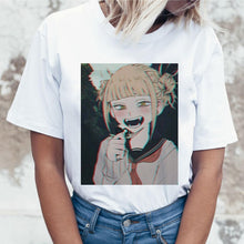 Load image into Gallery viewer, Ahegao Cartoon T Shirt Women Harajuku Boku No Hero Academia Anime T-shirt Senpai Funny Tshirt Hentai Himiko Toga Top Tees Female