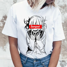 Load image into Gallery viewer, Ahegao Cartoon T Shirt Women Harajuku Boku No Hero Academia Anime T-shirt Senpai Funny Tshirt Hentai Himiko Toga Top Tees Female