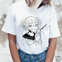 Load image into Gallery viewer, Ahegao Cartoon T Shirt Women Harajuku Boku No Hero Academia Anime T-shirt Senpai Funny Tshirt Hentai Himiko Toga Top Tees Female