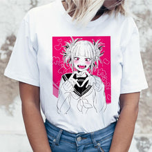 Load image into Gallery viewer, Ahegao Cartoon T Shirt Women Harajuku Boku No Hero Academia Anime T-shirt Senpai Funny Tshirt Hentai Himiko Toga Top Tees Female