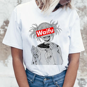 Ahegao Cartoon T Shirt Women Harajuku Boku No Hero Academia Anime T-shirt Senpai Funny Tshirt Hentai Himiko Toga Top Tees Female